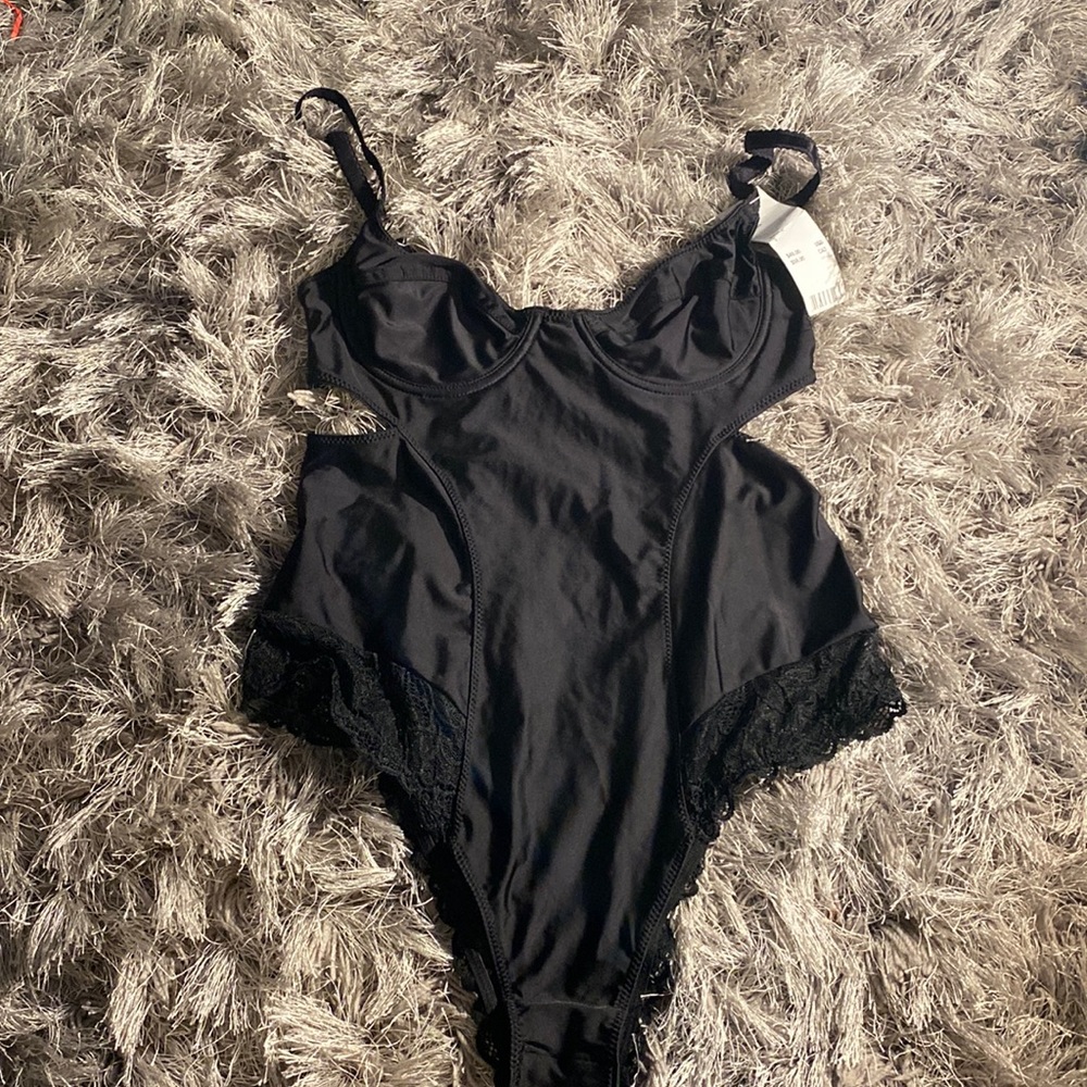 Urban Outfitters Black Cut Out Lace Bodysuit